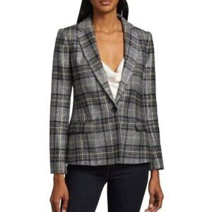L'Agence Diana Silver Metallic Plaid Skinny Lapel Blazer | Size 2 ($775)